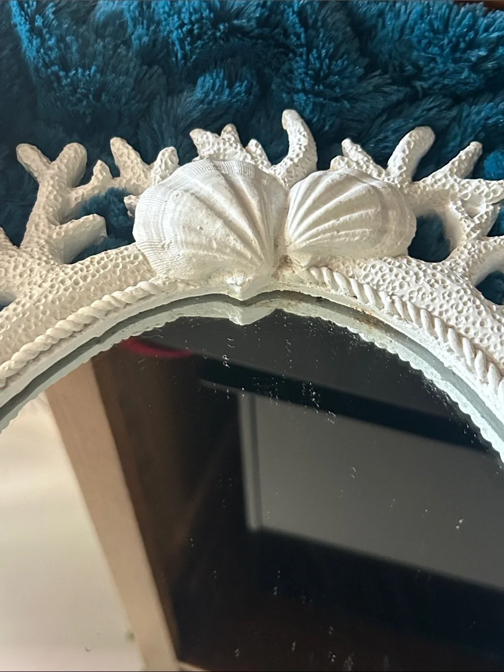 White Coastal Coral Shell Wall Mirror